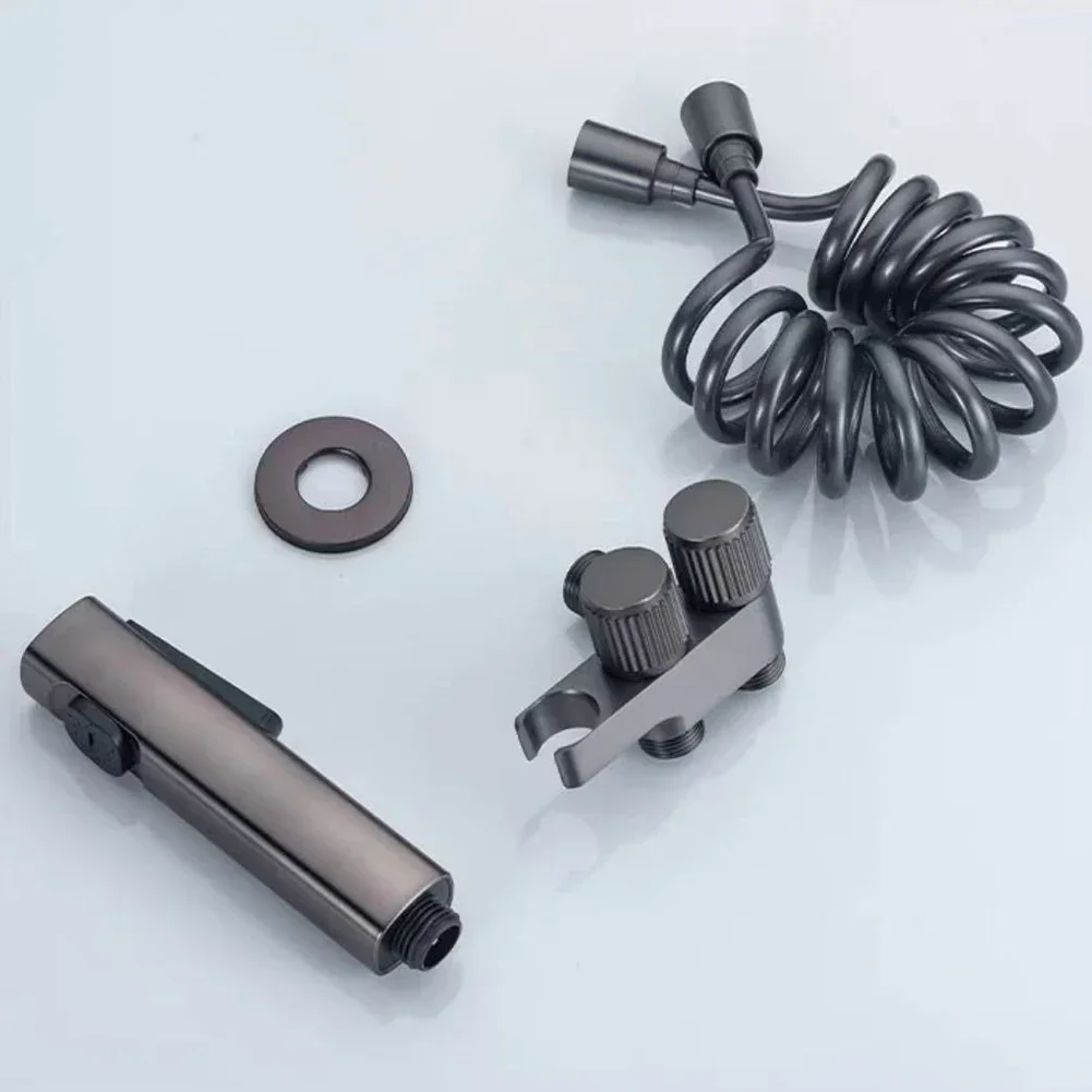 

Toilet Buddy-Gun Metal Faucet: Dual Spray Modes With Handheld Shower & ABS Valve Handheld Spray -Gun Accessories Bathroom