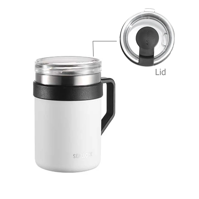 550 ml koffiemok met handvat deksel dubbelwandig roestvrij staal thermische koffiemok waterbeker voor kantoor reizen kamperen wit groen