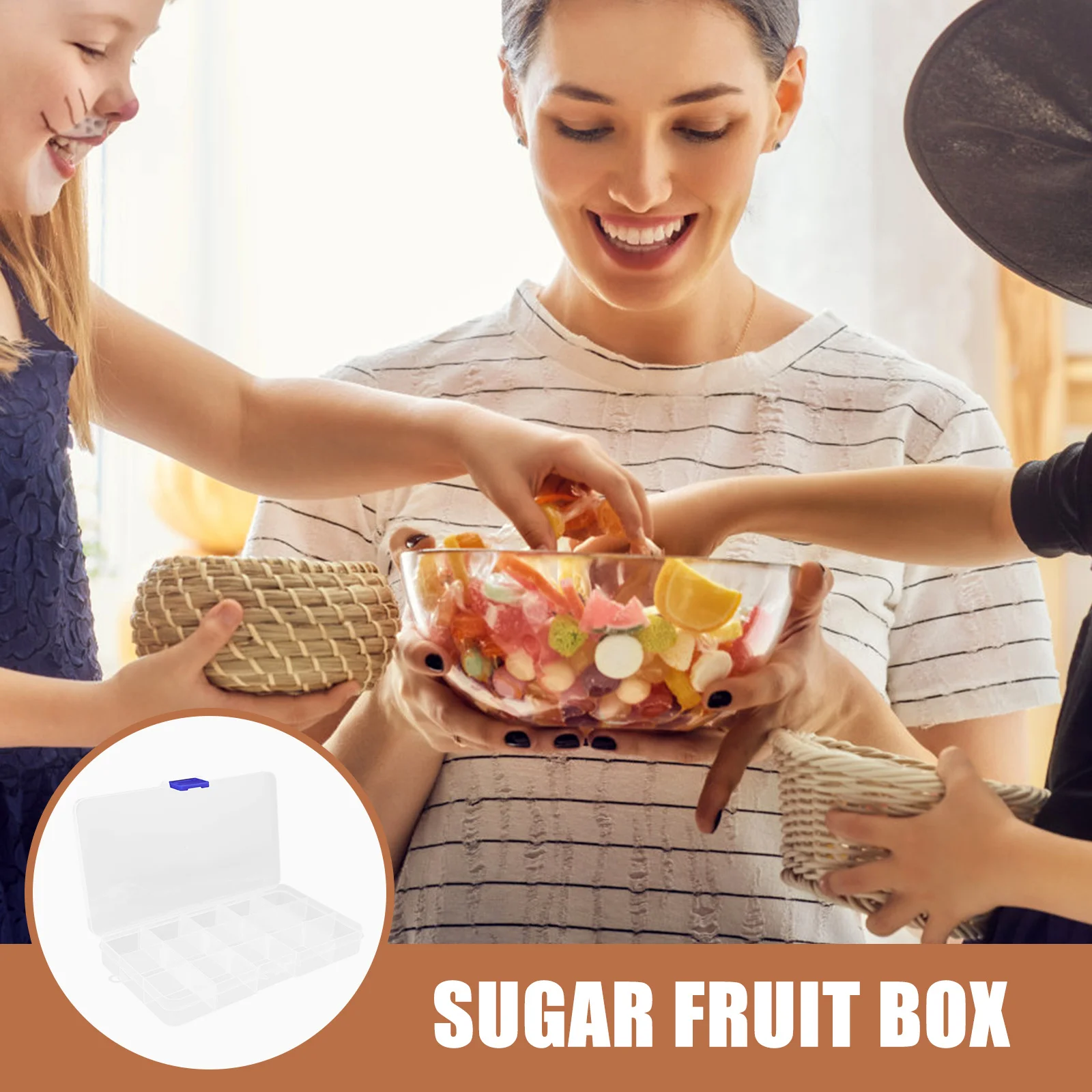 

Fruit and Veggie Treats Box Rabbit Snacks Box Plastic Clear Lid Multi-Compartment Reusable Treats Organizer Pets Food Container