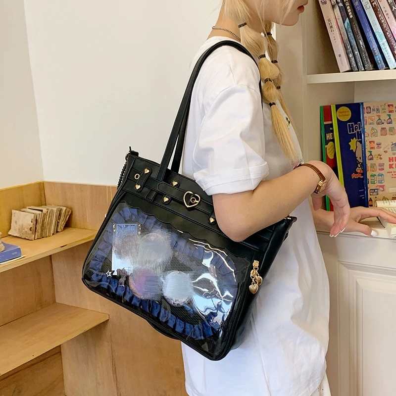 

New Original Y2K Ita Bag Subculture Punk Goth Pu Large Capacity Crossbody Bag J Girls JK Uniform Shoulder Bag Ulzzang Itabag