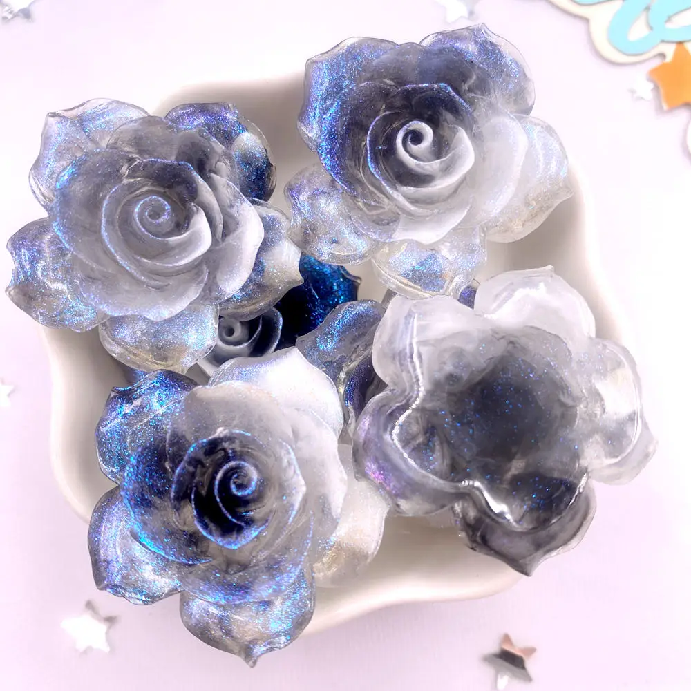 4 SZTUK 32mm AB Żywica Gradient Kolorowy Kwiat Lotosu Flatback Kwiat Rhinestone Scrapbook Decor DIY Odzież Rękodzieło Akcesoria — zdjęcie 7