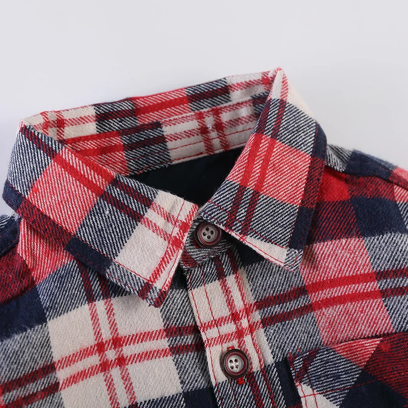 3-7T Kid Clothes Girl Boy Plaid Shirt Jacket Spring Autumn Long Sleeves Cotton Check Blouses Button Up Cardigan Children Top