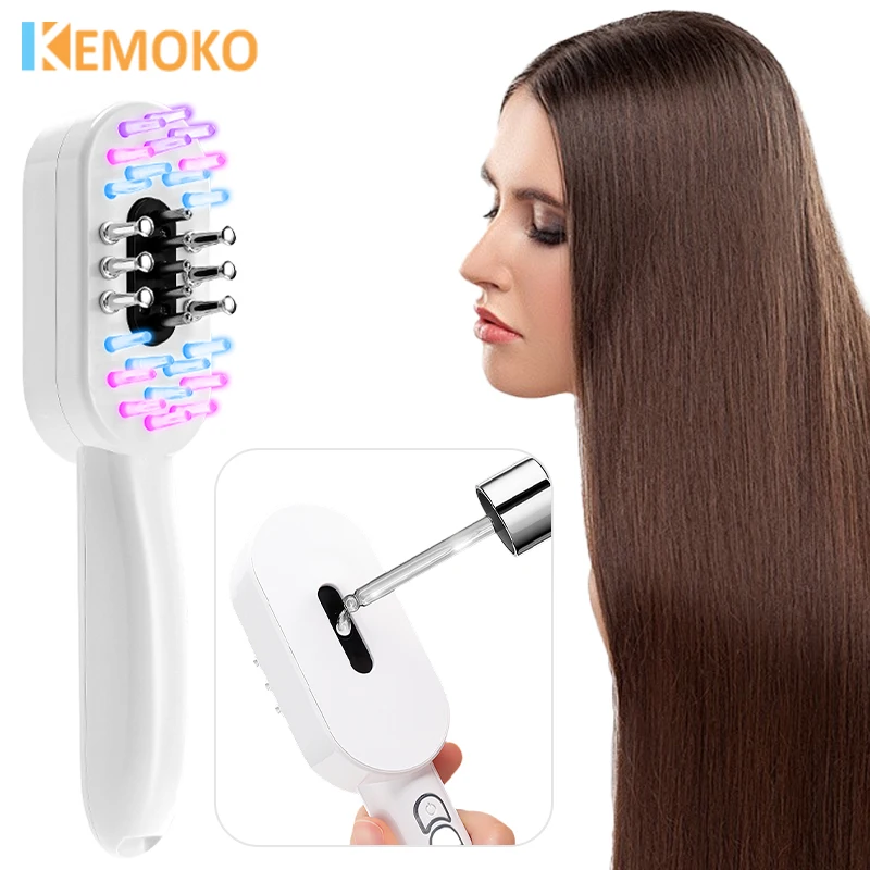 EMS Electric Vibration Massage Comb Red Light Hair Follicle Comb Scalp Oil Liquid Applicator Hair Growth Anti Loss Head Massager