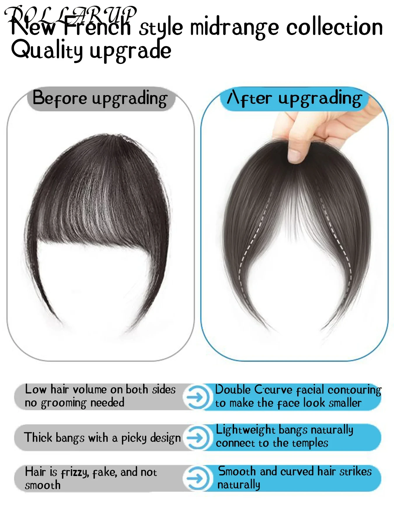 JKL وهمية الانفجارات الهوائية تصفيفة الشعر أداة مشبك شعر تمديد الشعر الاصطناعية شرابات وهمية شعر مستعار طبيعي المرأة كليب الانفجارات أداة شعر مستعار طبيعي #3