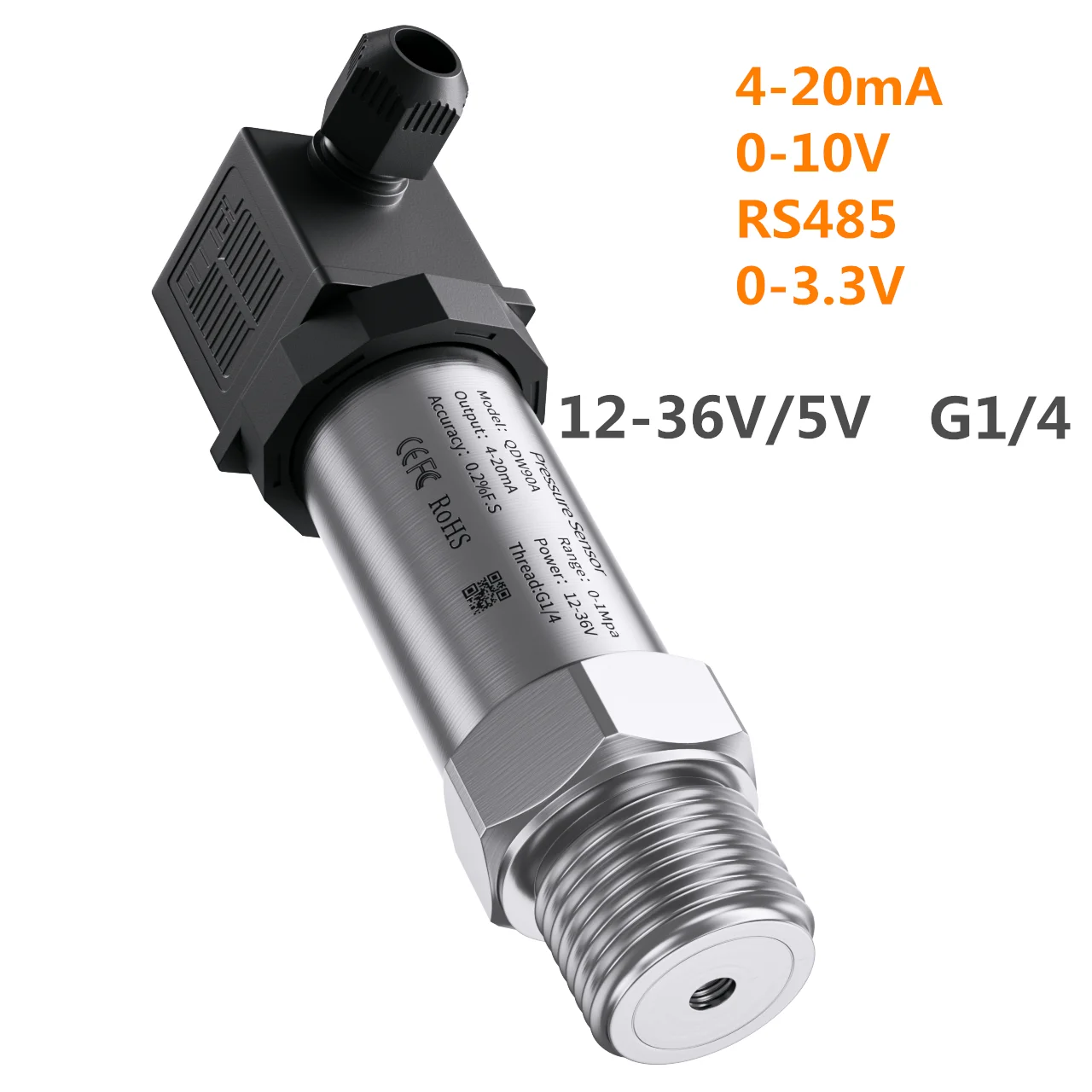 

10kPa 1.6Mpa 100psi Hersman 100mbar 1bar 0.1Mpa 16bar Pressure Transmitter 4-20mA Water Gas Oil Liquid Sensor