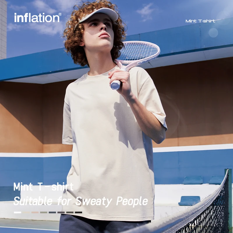 INFLATION Unique Fabric Mint T shirt Men Anti-microbial Sweat UPF50+ Quick Drying Tees Unisex Outdoor Cotton tshirt