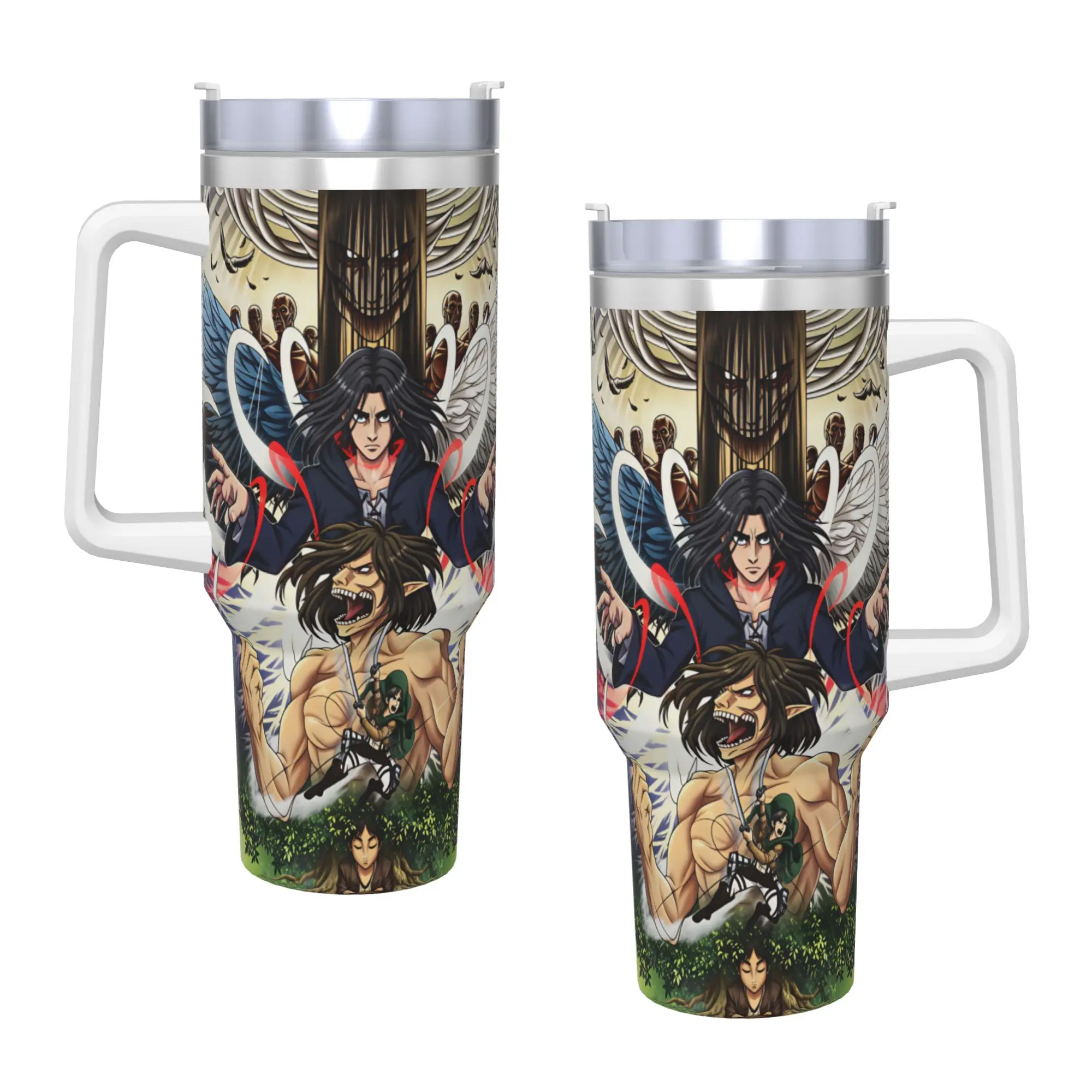 Attack On Titan Stainless Steel Tumbler  Travel Coffee Mug With Straws and Lid Large Capacity Mugs Cup Hot Drinks Water Bottle