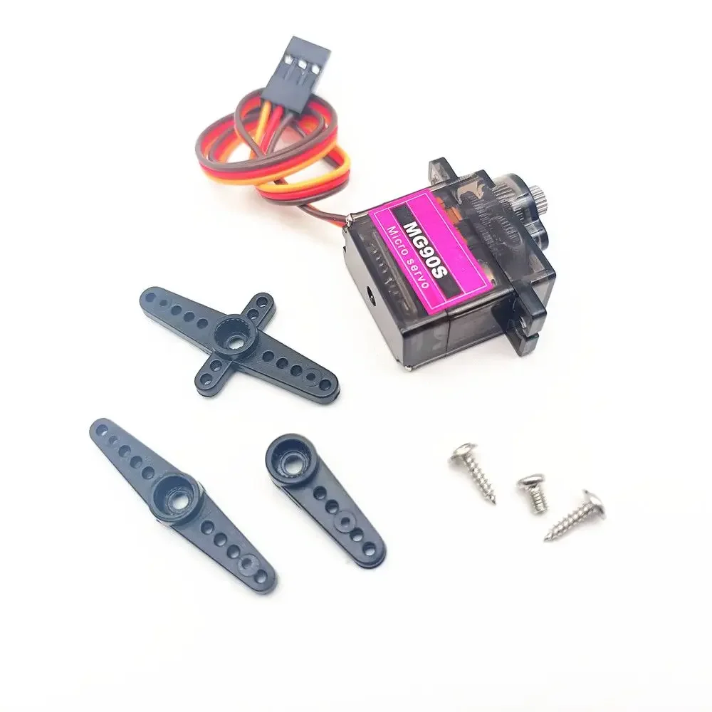 Servo de engranaje de Metal MG90S, 5/10/20 piezas, 180-360 grados, adecuado para vehículo, helicóptero, coche, camión, Buggy, Robot, avión de aire