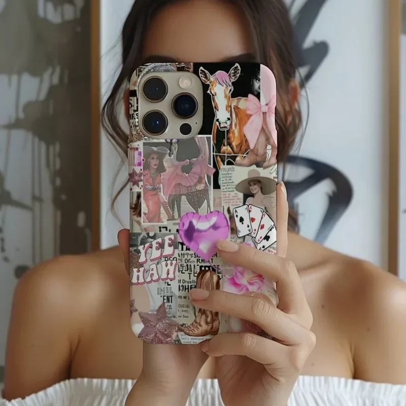 Disco Cowgirl Collage Phone Case For IPHONE 16ProMax 15 14 13 12 11 PRO Plus Acrylic TPU Two in one Mobile Phone Cases