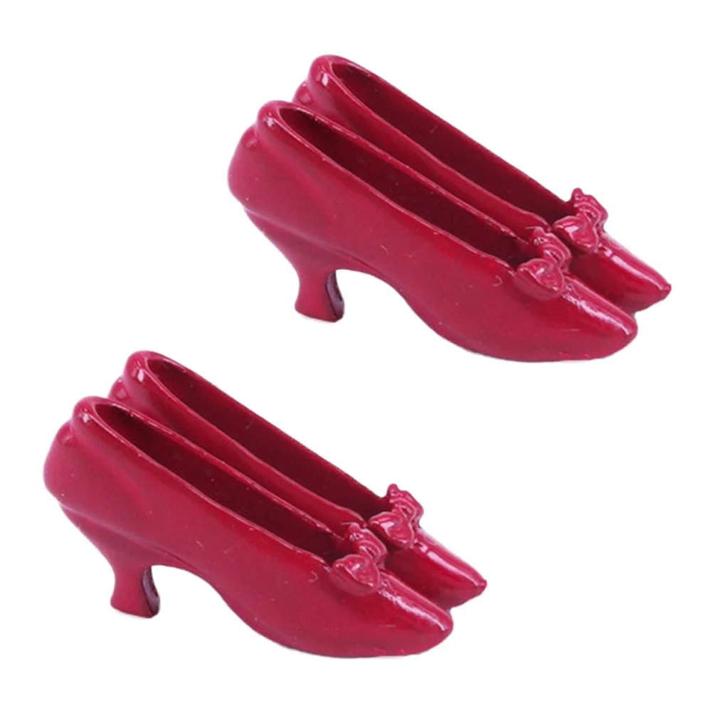 

2 Pairs Princess Shoes Costume Props Dollhouse High Heels Dress Up Baby Mini