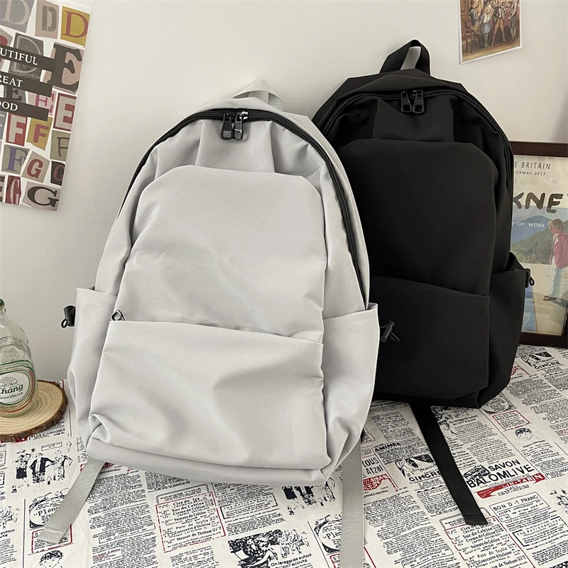 

Unisex Student Backpack Motorcycle Travel Waterproof Oxford Cloth Zipper Closure Simple Korean Style Couple's Backpack