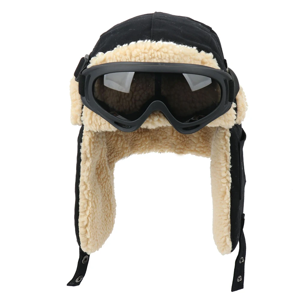 Fashion Bomber Hats With Goggles Trapper Pilot Hat For Men Women Windproof Earflap Ski Cap Warm Ushanka Caps Winter Hat gorros