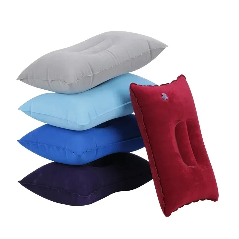 Inflatable Pillow Outdoor Fleece Pillow Lumbar Support Portable Home Office Back Cushion Pad Travel Working Accessories