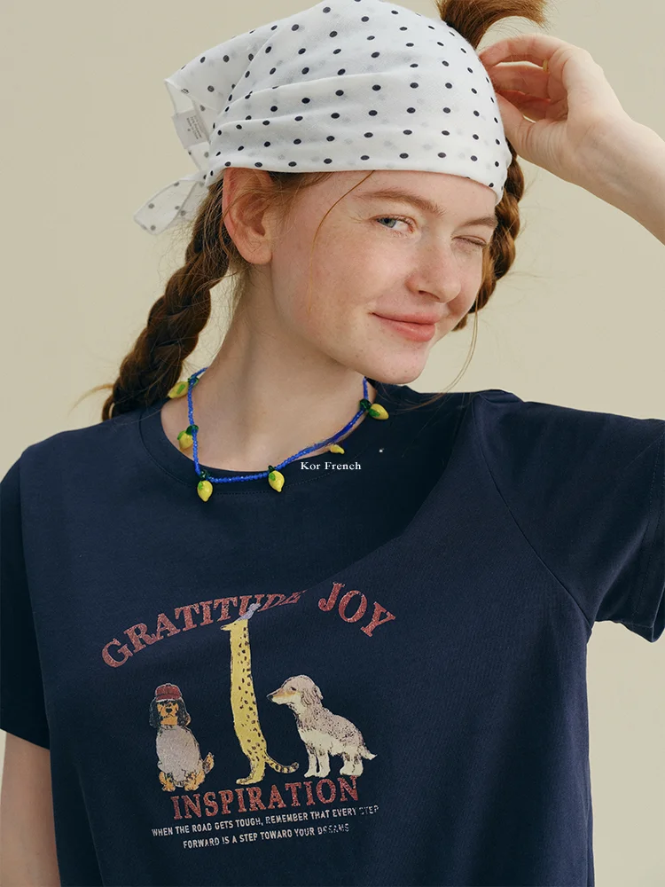 

Футболка Rina Berry с мультяшным принтом для похудения, стандартной ширины, с коротким рукавом, летняя, для повседневной носки, из хлопка, повседневный топ