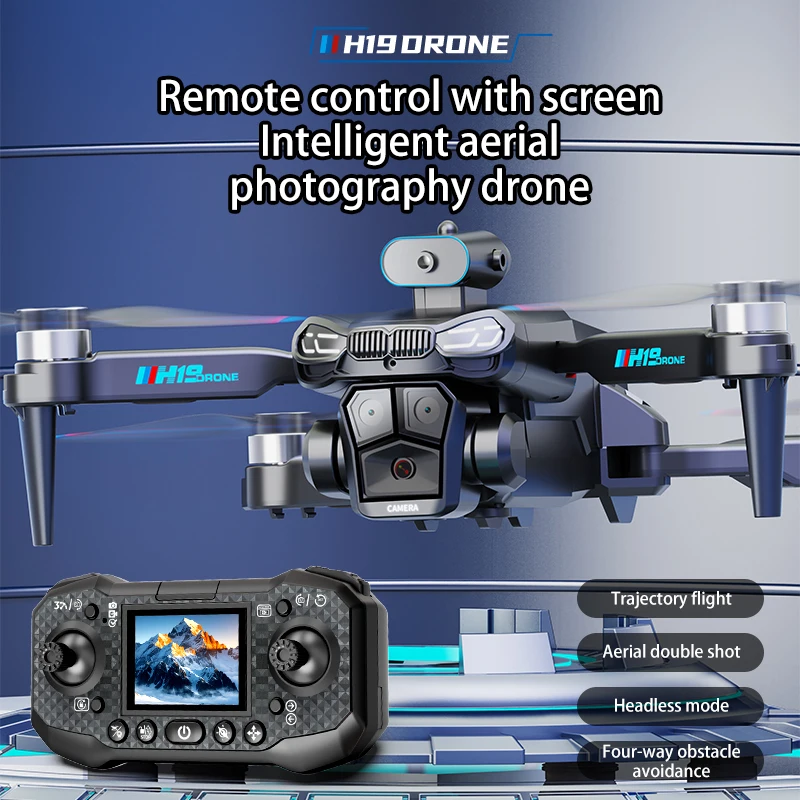 Drone kamera ganda MHD H19, kontrol layar cerdas Drone Brushless Servo penyesuaian daya tahan lama mainan Quadcopter profesional