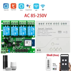4CH RF Smart Switch 12V 24V 220V AC DC WIFI Tuya Remote Control 433 Light Switch 10A Rele Relay Self-locking interlock inching