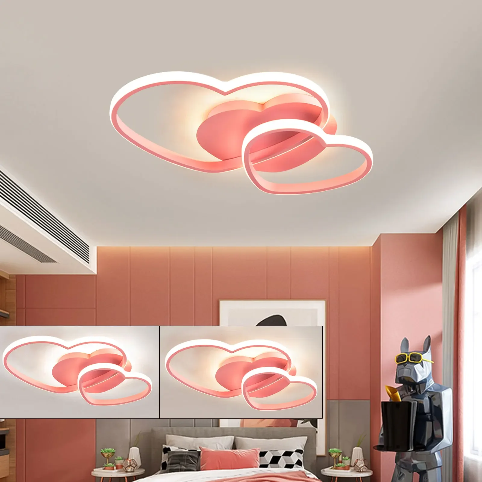 Pink Heart Shaped Ceiling Light Stylish Heart - Design Ceiling Light for Bars Salons Lofts Studies, Children's Rooms Hotel Rooms