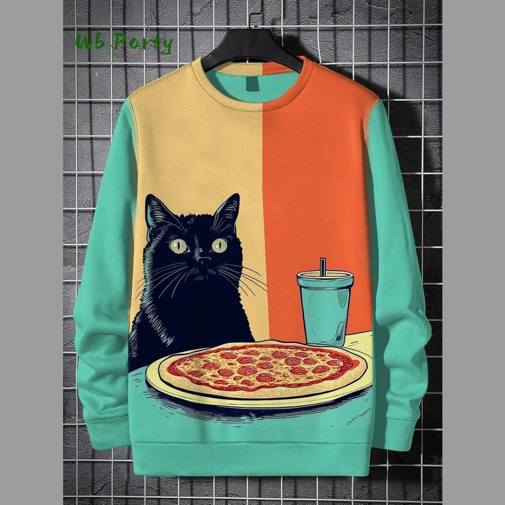 

Men's Animal Cat Sweatshirts Long Sleeved Sweatshirt O-Neck Fashion Cool Daily 3D Printed Japanese Art Prints Casual Sweatshirts