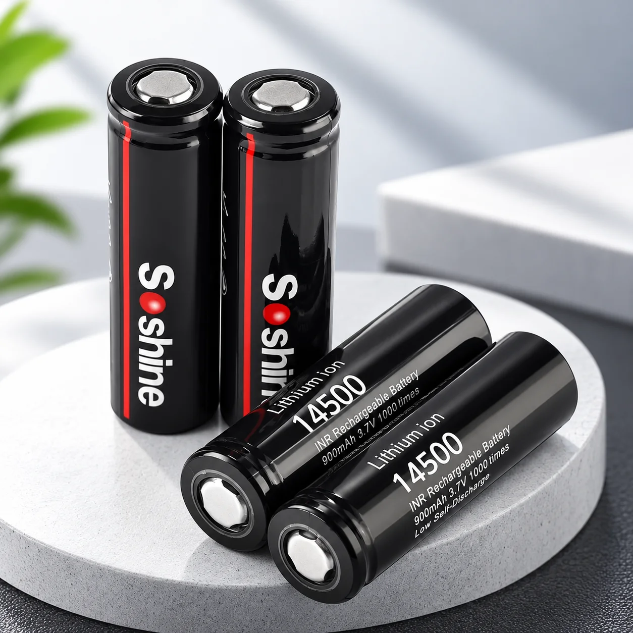 14500 900mAh 3.7V AA Size Li-ion Flat Top Rechargeable Battery for LED Flashlight and Calculator Replacement Power Cell