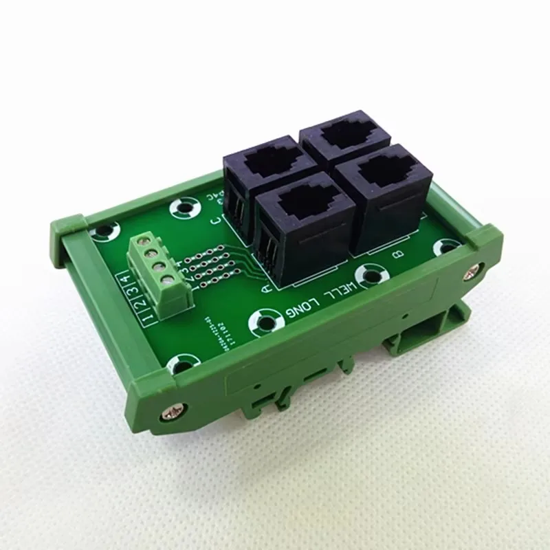 RJ9 4P4 Jack  DIN Rail Mount Interface Module, Terminal Block