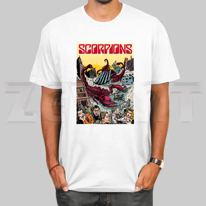 Scorpions Music Metal Rock Band T-shirt For Men Short Sleeve Casual Men Tops Anime T Shirt Printed white t shirt women Tees