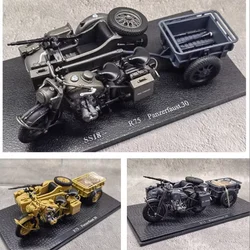 1:24 Scale German R75 Tricycle Motorcycle with Drag Bucket 750 Alloy Simulation Car Model Collection Decoration Gift Toy Display