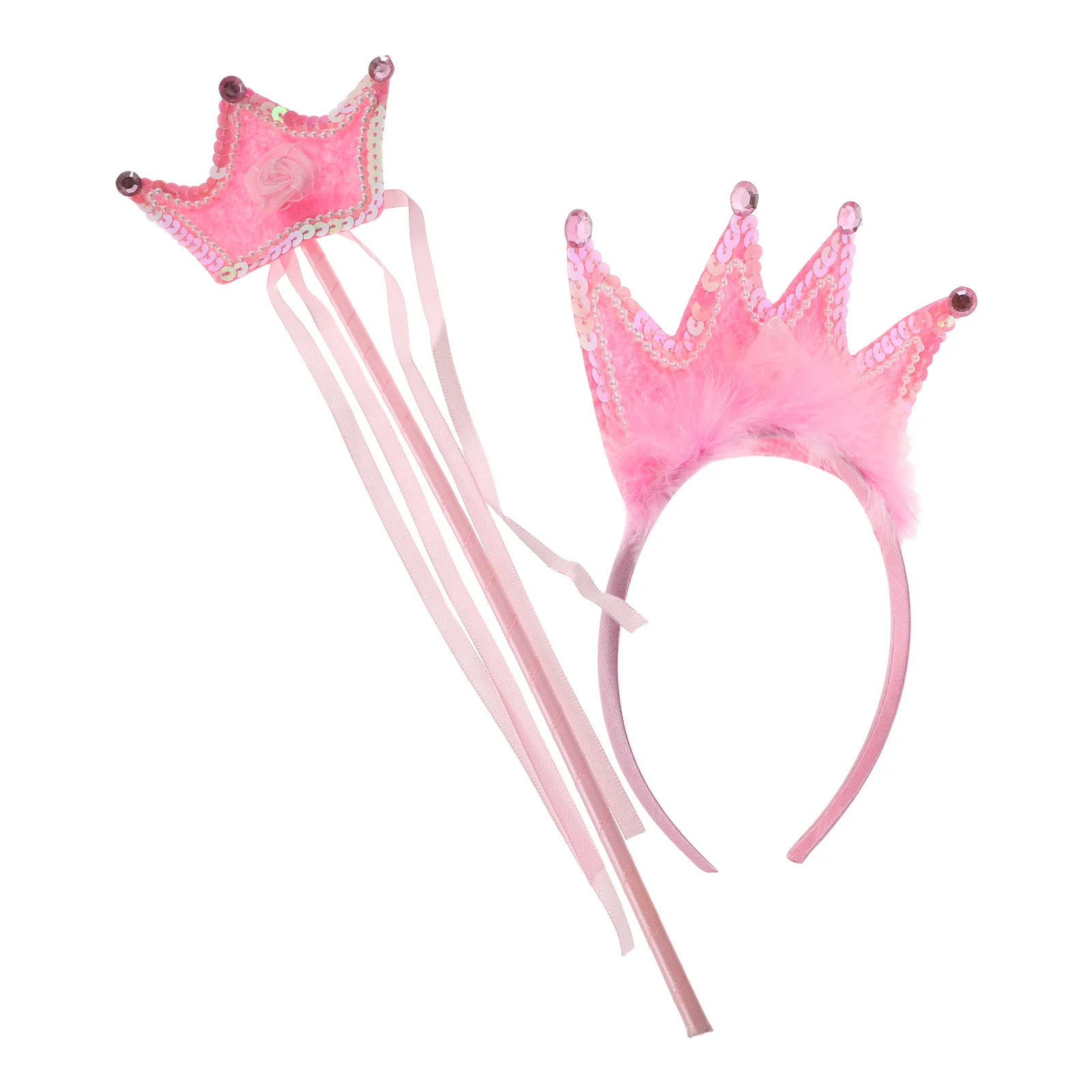 1 مجموعة الأميرة عقال للرأس على شكل تاج عصا مجموعة بريق تيارا فستان حفلة عيد ميلاد اكسسوارات عقال للرأس زي أغطية الرأس