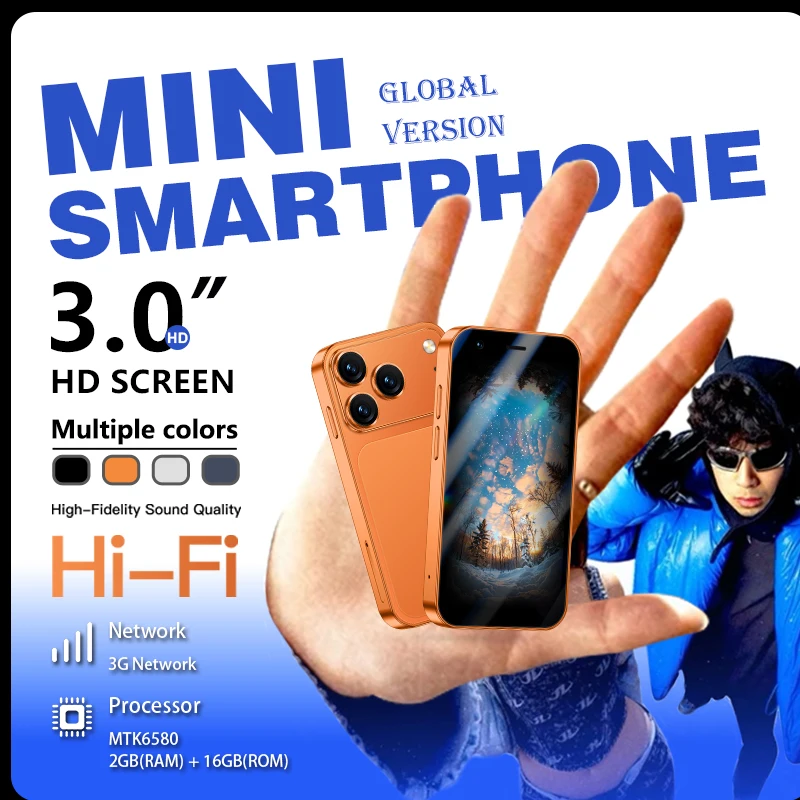 ONEMYTH 2026 Mini Smartphone, 2GB+16GB, 3.0-inch screen, 3G 
