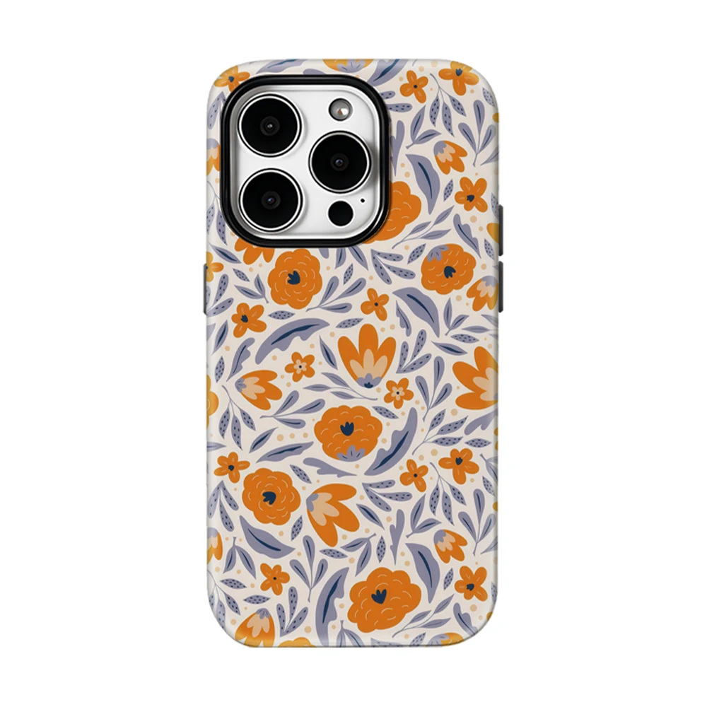 

Boho Orange Blooms Phone Case for IPhone 17 16 15 14 13 Pro Max Plus for Magnetic Single Double-layer Tough Case
