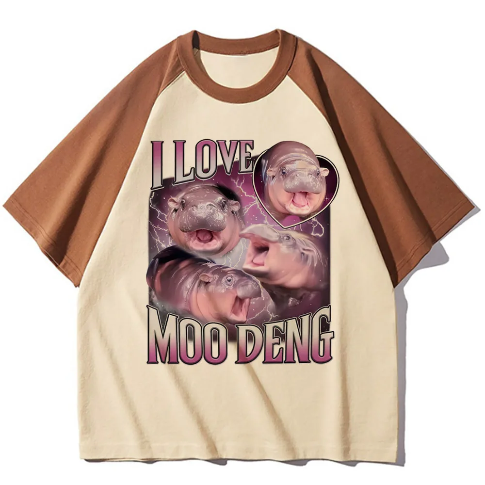 Moo Deng t shirt women kawaii 80s University anime shirt Pastel Graphic aesthetic Gothic korean clothes 2000s