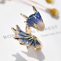 Pink Blue Two Dragon Rings Cute and Fashionable Men's and Women's Couple Rings Average Can Self -Regulate Dragon Rings