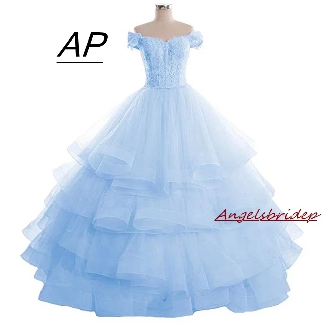 

ANGELSBRIDEP Luxury Ruffles Quinceanera Dresses Corset Lace Appliques Princess Vestido De Debutante Party Ball Gown