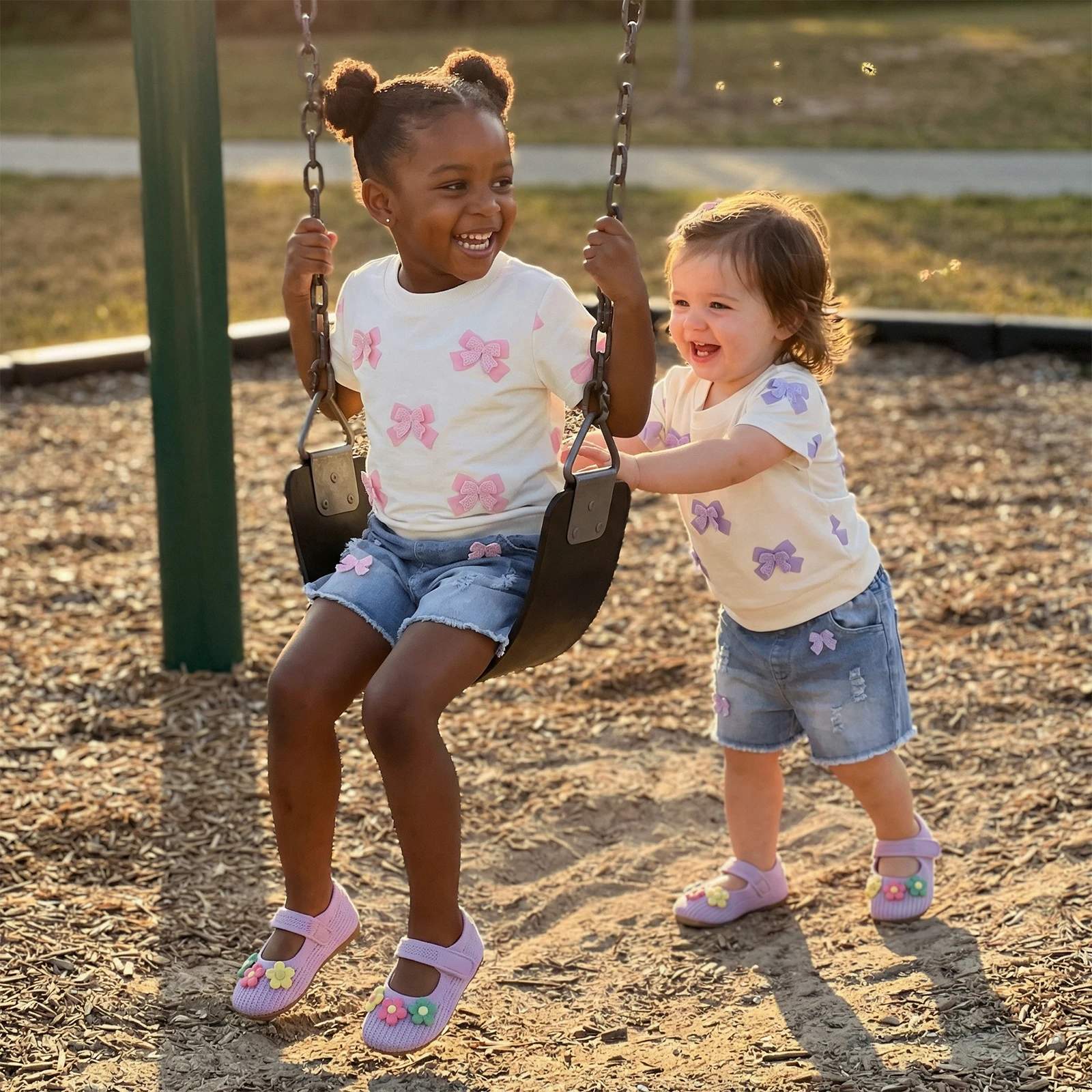 Summer Kids Toddler Baby Girl Shorts Set Bow Short Sleeve T-shirt Ripped Denim Shorts Outfit Clothes