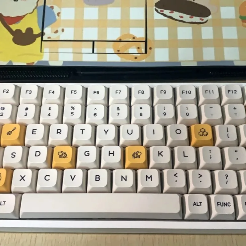 Bee Milk Theme Keycaps Custom PBT XDA Profile Sublimation Keycap for Russian Korean Japanese French German Spanish Arabic DIY