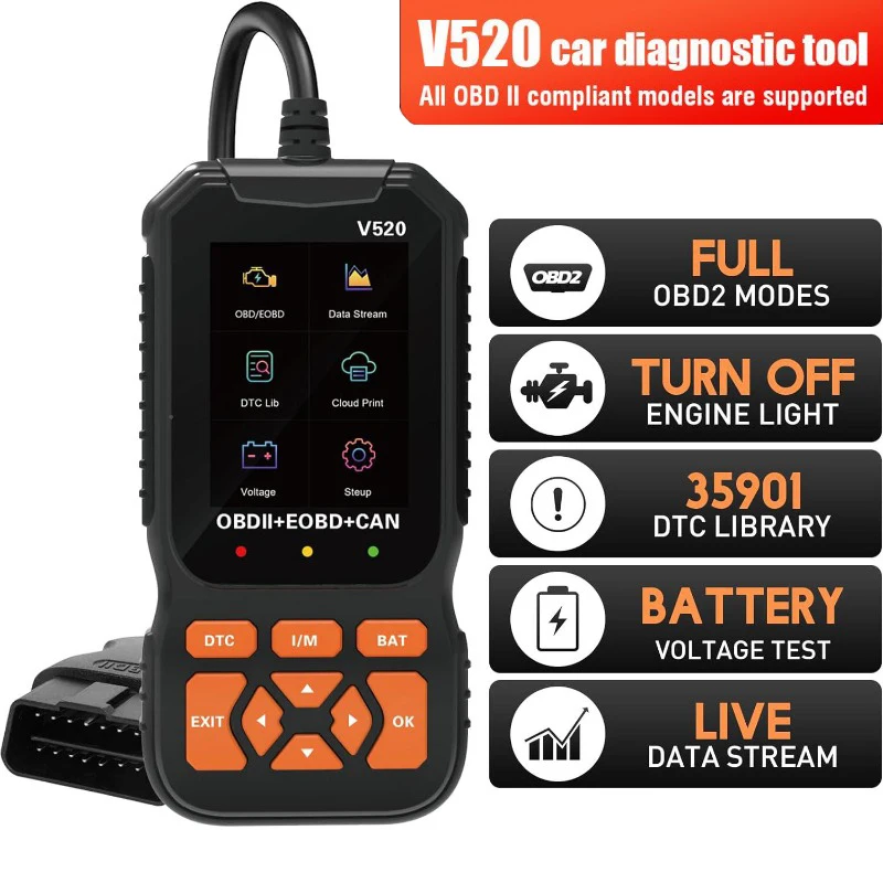 

V520 Advanced Automotive Instrument OBD2 Handheld Automotive Fault Diagnosis Instrument Vehicle Information Reading and Testing