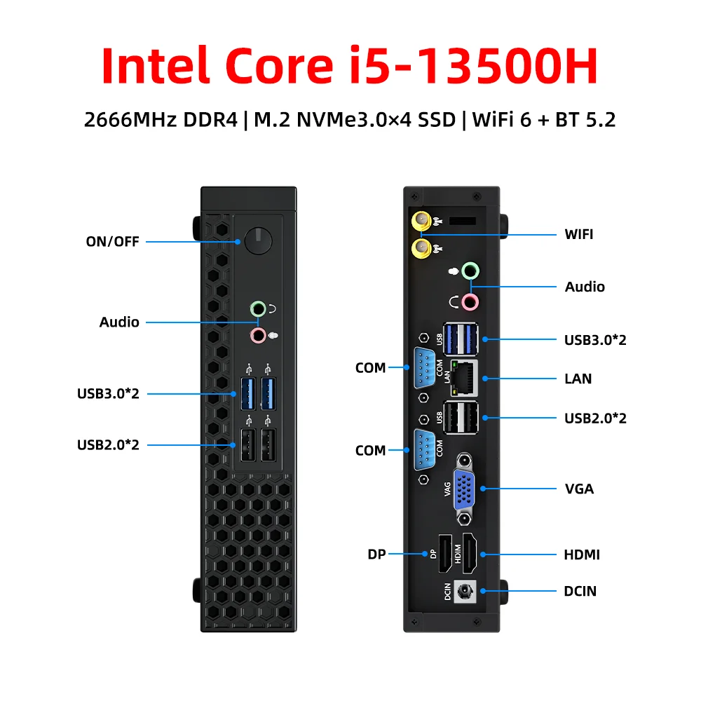 TexHoo Mini PC Máy Tính Chơi Game Intel Core I7 I5 12500H Bộ Vi Xử Lý AMD Video Cards-4G ITX Windows 11 Pro 10 hệ Thống Linux Đơn Vị Wifi