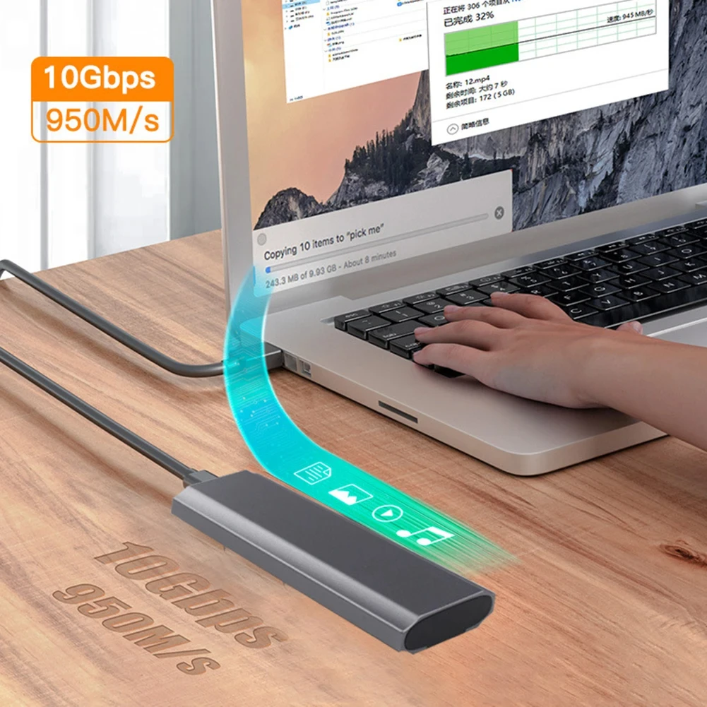 Корпус M2 SSD NVMe SATA 20 Гбит/с PCIe M.2 SSD Портативный USB C 3.2Gen2 Инструмент Бесплатный внешний адаптер Жесткий диск для ПК Ноутбук