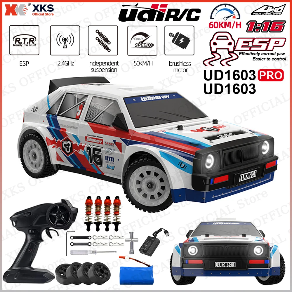 XKS UDIRC UD 1603/1603Pro 1/16 4WD borstelloze motor RC auto 60 km/u hoge snelheid Drift Racing 2.4G LED-verlichting RC speelgoed cadeau voor kinderen