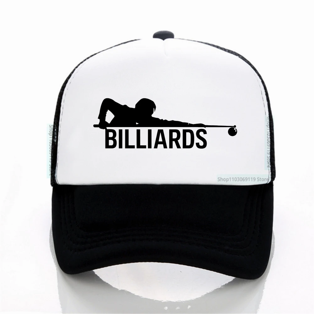 

with Billiards Design Breathable Baseball Cap Men Women Retro Outdoor Summer Adjustable trucker Hats fashion mesh Sunscreen Hat
