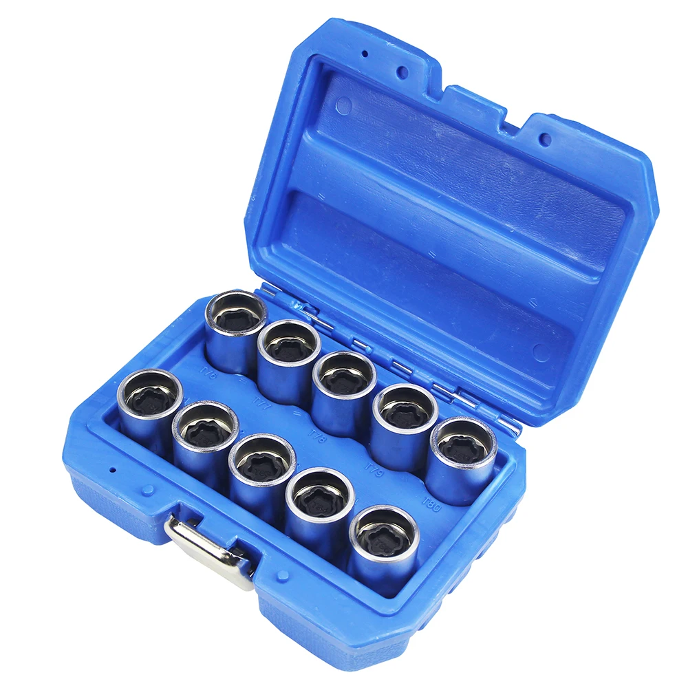 10Pcs For Tesla Wheel Lock Key&Lug Nut Anti-Theft Wheel Lock Removal Tool Set with Socket