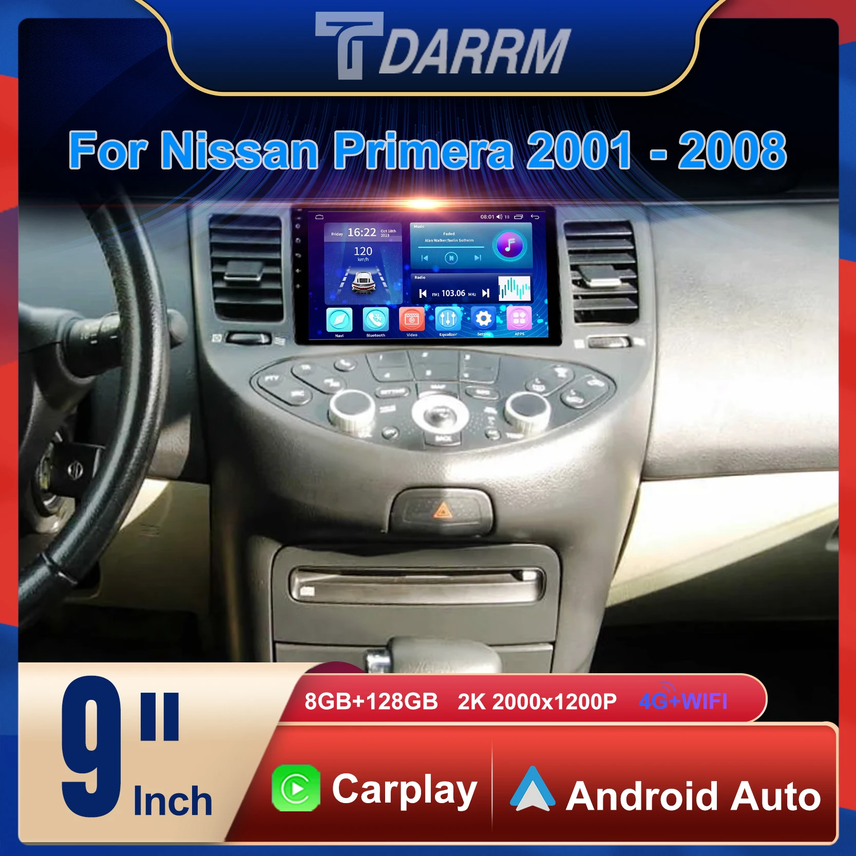 For Nissan Primera 2001 - 2008 Navigation Player Car Screen Radio Android 12 Automotivo Multimedia Screen Stereo Carplay