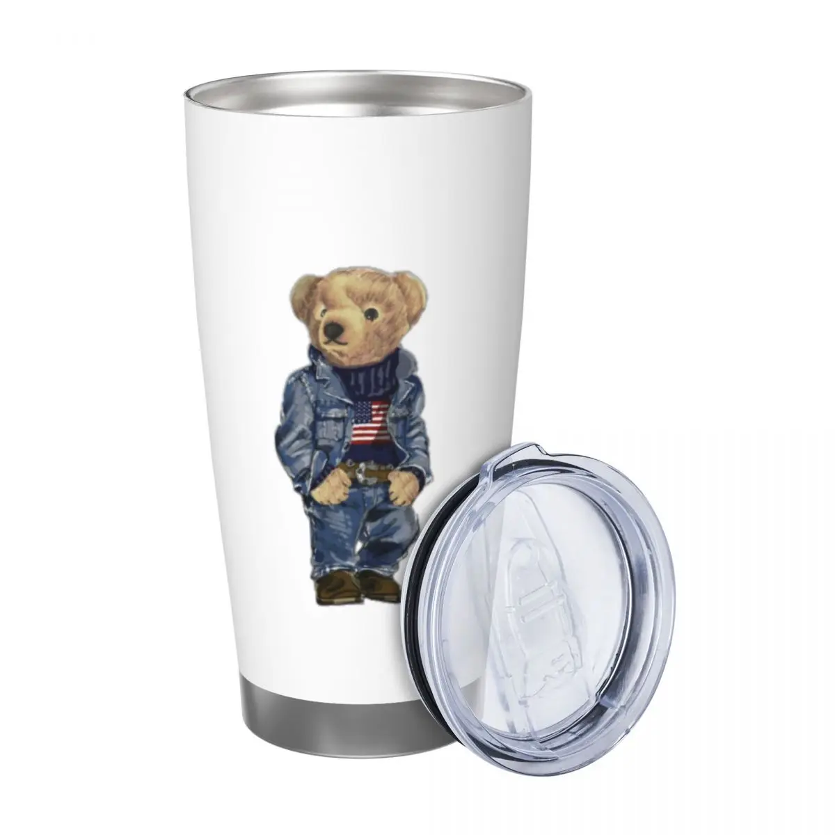 Ralph Bear 20oz Stainless Steel Car Mug Straw Thermal Iced Travel Cup Vacuum Insulated Coffee Hot Cup