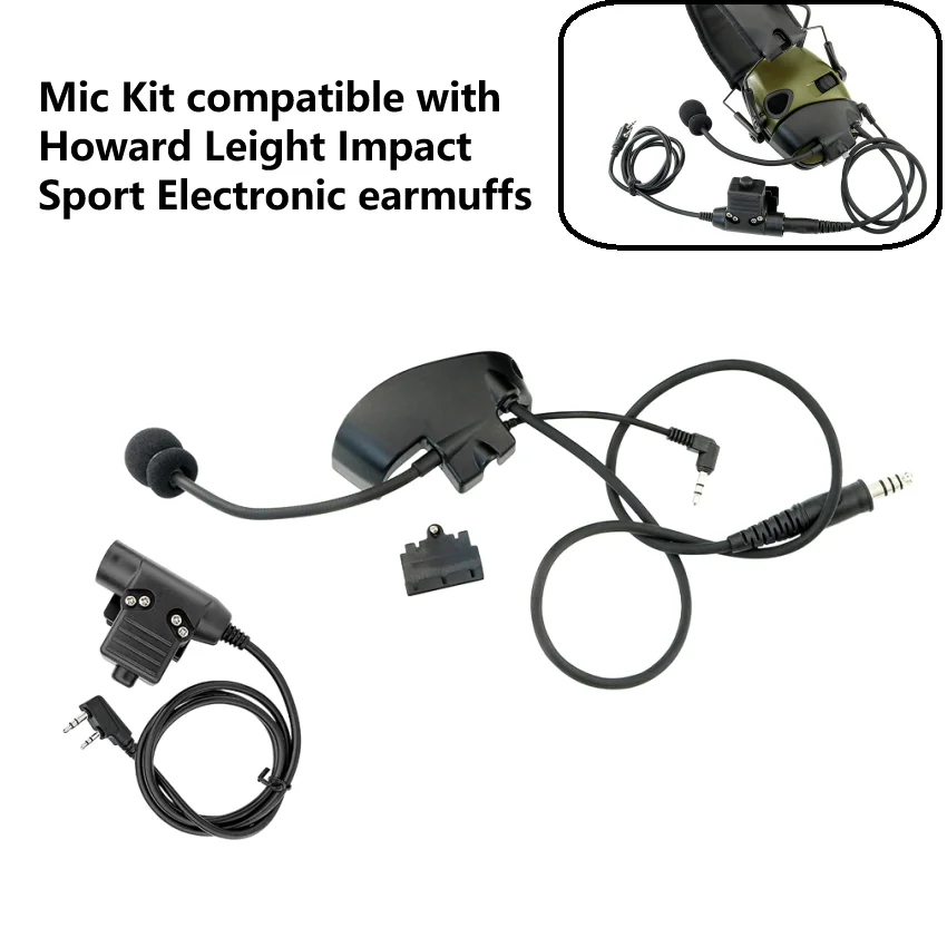 Electronic Hearing Protection Anti-Noise Headphones Mic Kit for Howard Leight Impact Sport Shooting Earmuffs Airsoft Headset