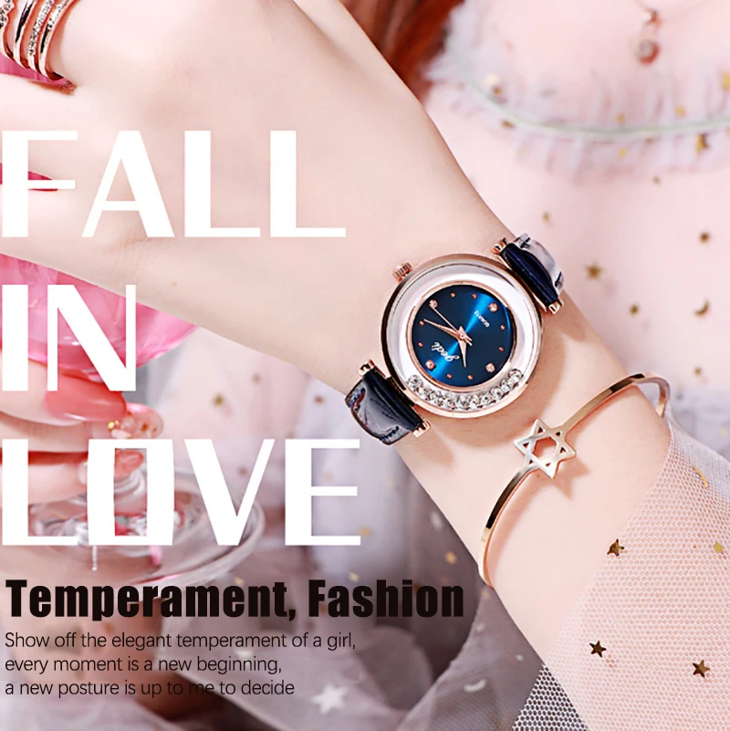 UTHAI CQ369 Orologio da donna con strass fluenti, orologio da studente impermeabile, orologio al quarzo di lusso leggero, orologio da regalo, orologi da donna