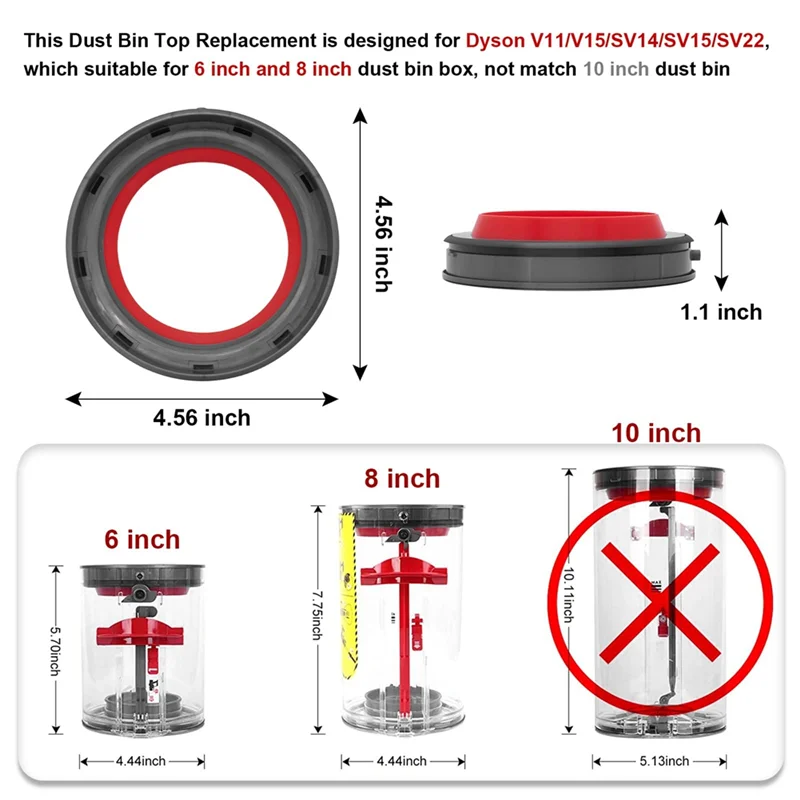 A75x superior para dyson v11 v15 sv14 sv15 sv22 balde de lixo a vácuo anel de vedação fixo superior + substituição do interruptor de gatilho do lixo