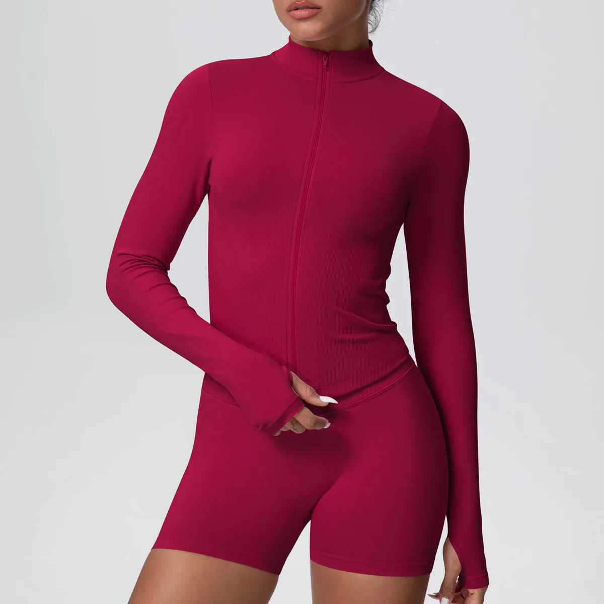 

New Women's Yoga Jacket Tight Stand Collar Zipper Long Sleeve Yoga Jacket Outdoor Running Workout Clothes Gym Fitness Sport Top