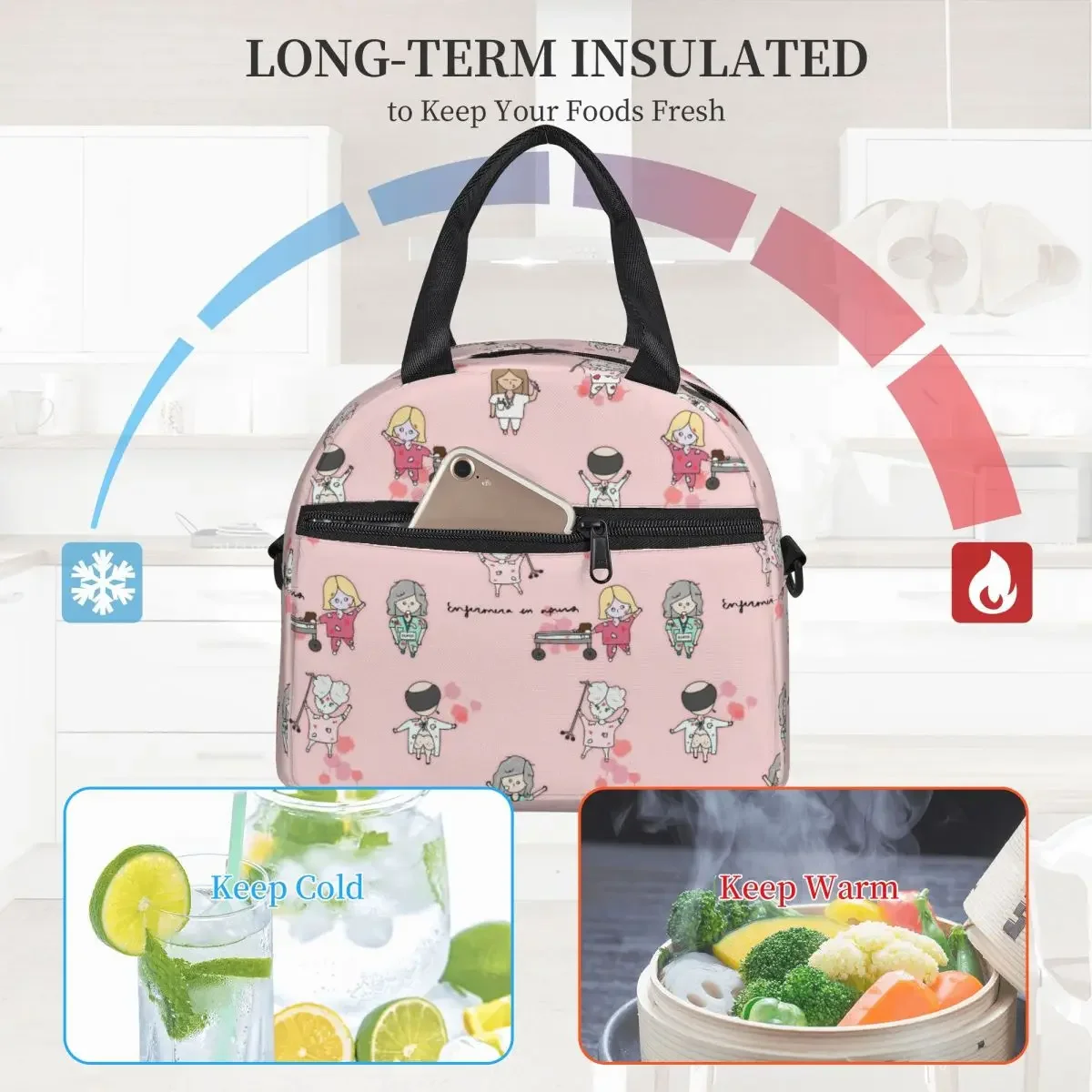 Large Insulated Lunch Bags With Adjustable Shoulder Strap Birthday Gift for Nurse Thermal Cooler Lunch Boxes