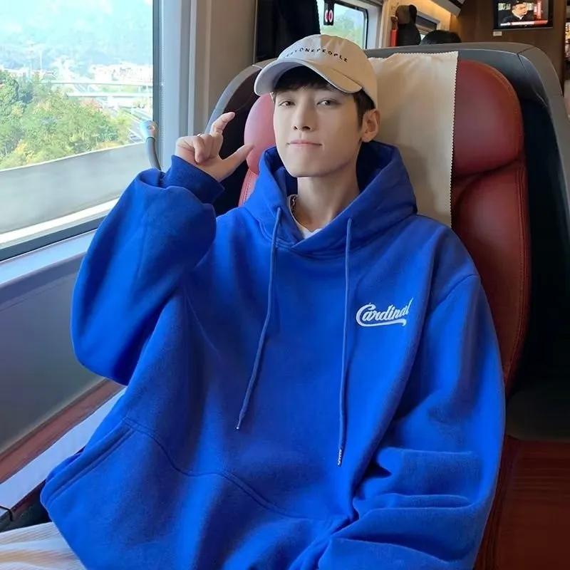 M-8XL moletom com capuz masculino grande camisola com capuz solto moda americana clássico carta impressa manga longa camisa dupla