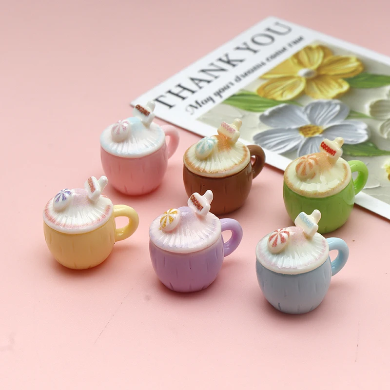 30/300pcs Miniature Simulation Milk Tea Cup Charm Dollhouse Decor Jewelry Making Resin Accessories DIY Keychain Components