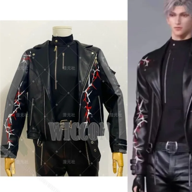 

Костюм для косплея по игре Sylus Love and Deepspace Qin Che: кожаная куртка, брюки, пальто, черный костюм для мужчин. Новинка для Хэллоуина, Рождества, карнавала.